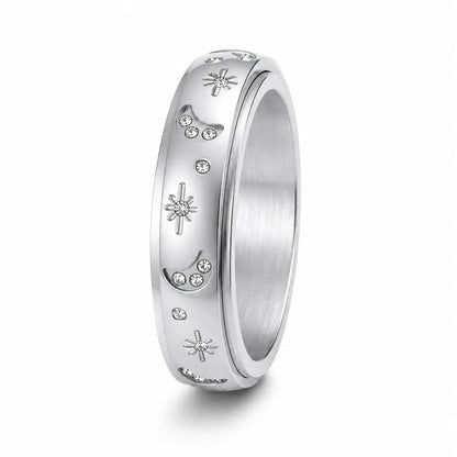 Moon & Star Spinner Ring