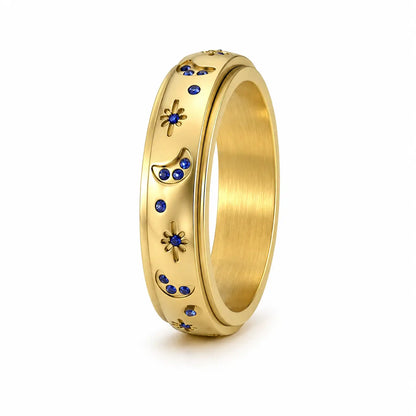Moon & Star Spinner Ring