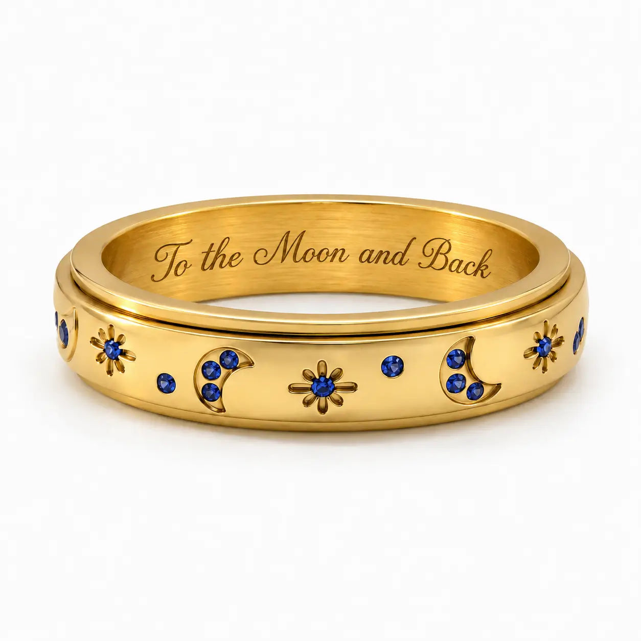 Moon & Star Spinner Ring