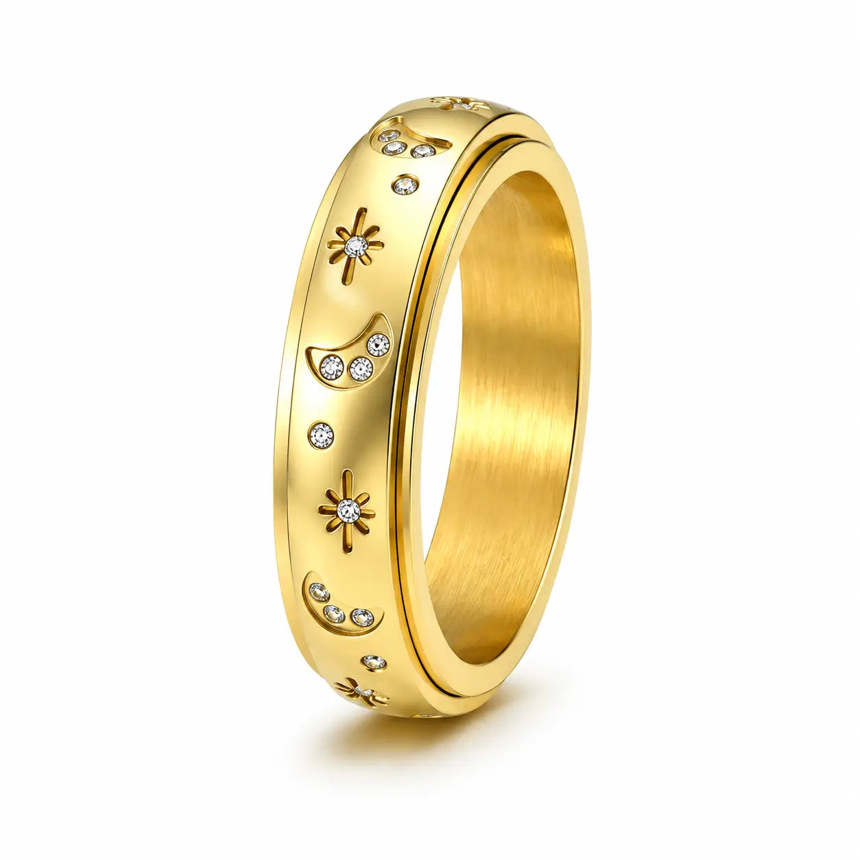 Moon & Star Spinner Ring