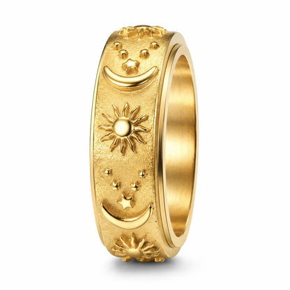 Sun and Moon Stars Couple Spinner Rings