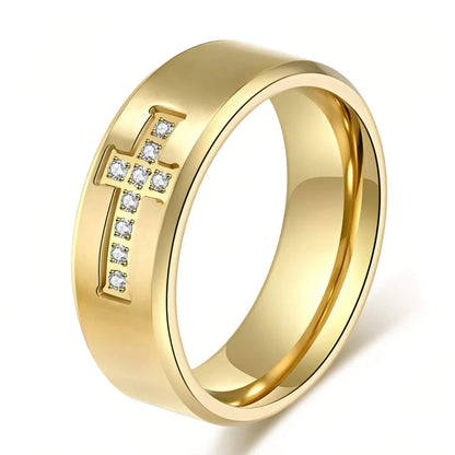 Engraved Cross Faith Rings