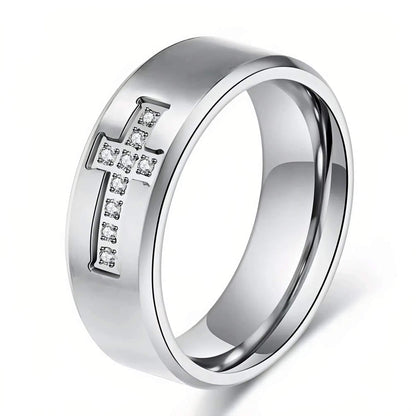 Engraved Cross Faith Rings