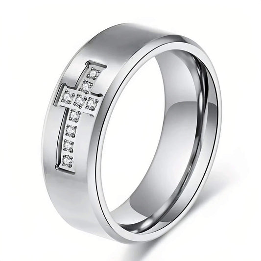 Engraved Cross Faith Rings