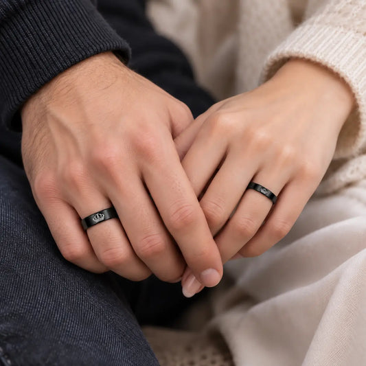 Black King and Queen Crown Rings