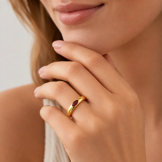 Red Marquise Personalized Ring