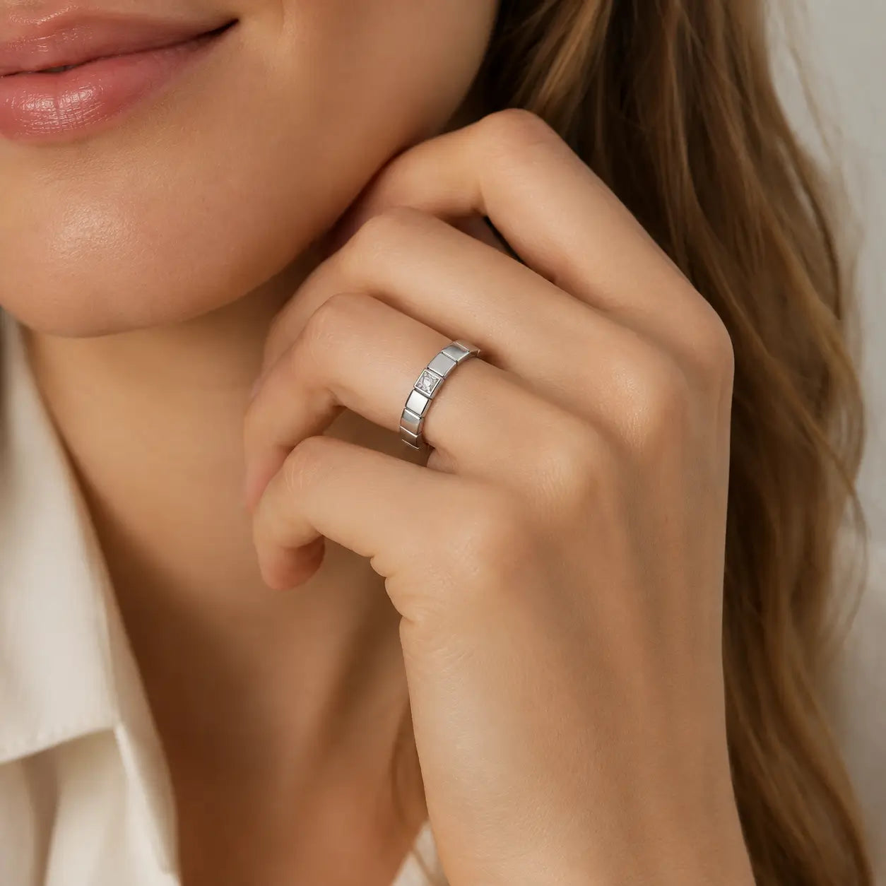 Geometric Tile Personalized Ring
