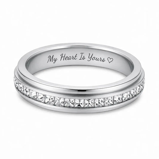 Square CZ Eternity Spinner Ring