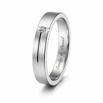 Grooved CZ Personalized Ring