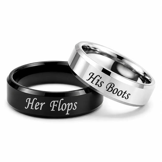 His Boots Her Flops Couple Rings