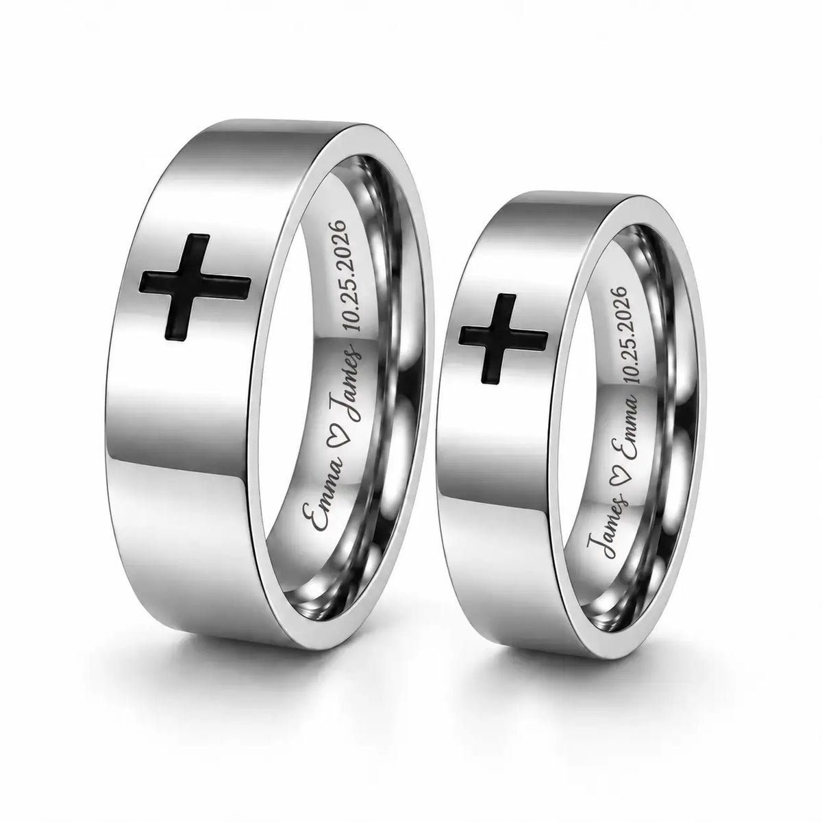 Christian Cross Couple Rings