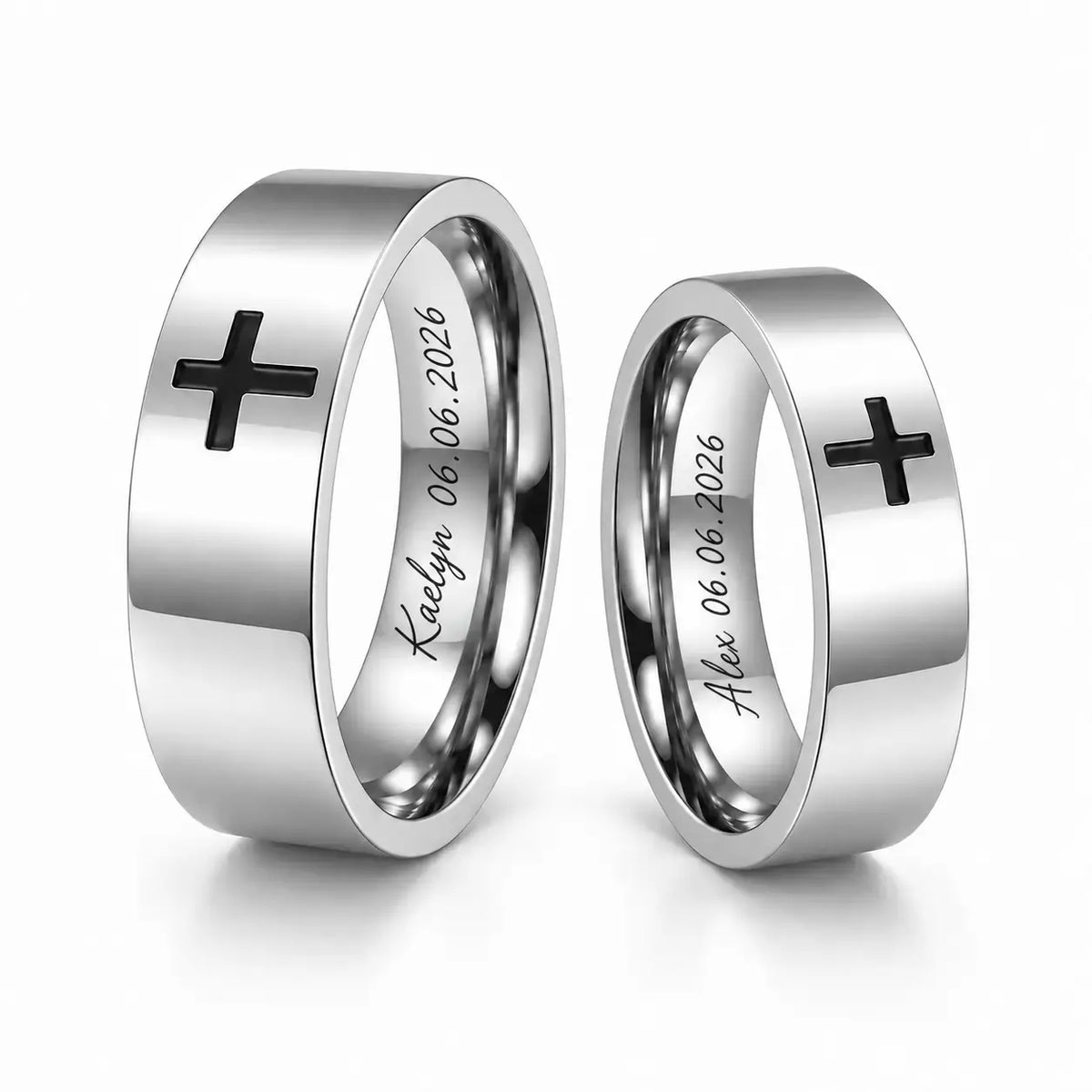Christian Cross Couple Rings