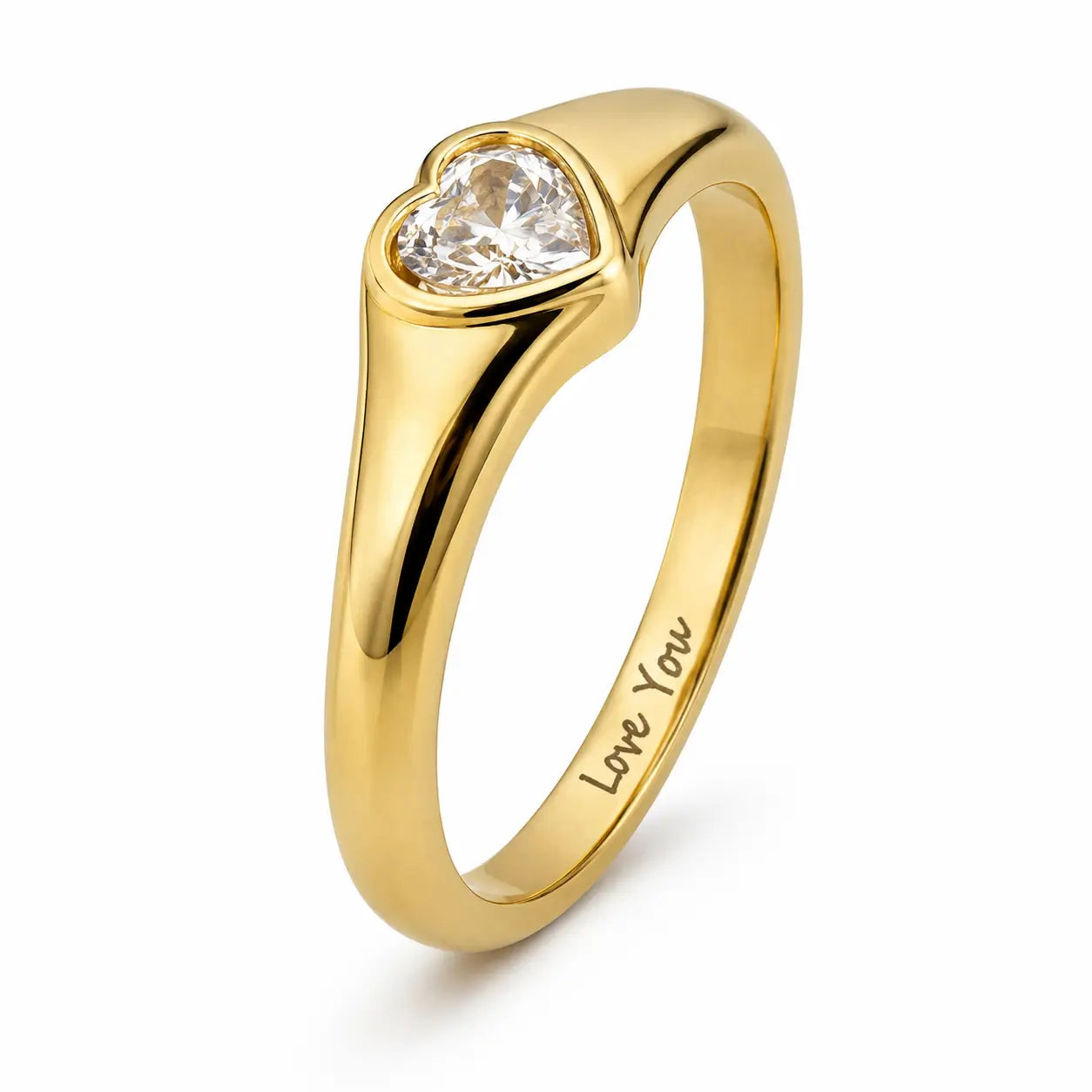 Gold Heart CZ Ring