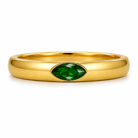 Green Marquise Personalized Ring