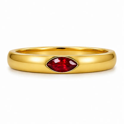 Red Marquise Personalized Ring