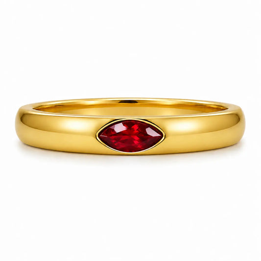 Red Marquise Personalized Ring