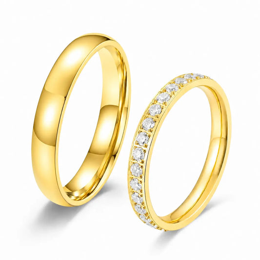 Gold Couple Promise Ring Bridal Sets