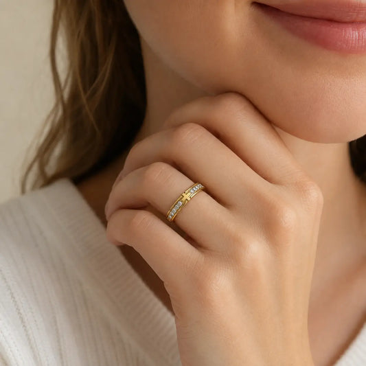 Grace Cross Personalized Ring