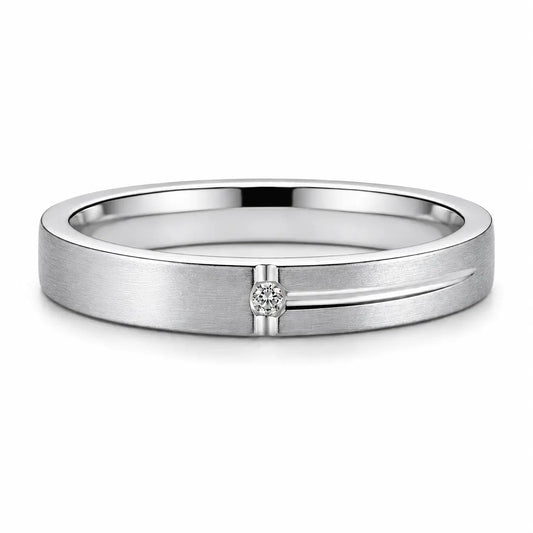 Grooved CZ Personalized Ring