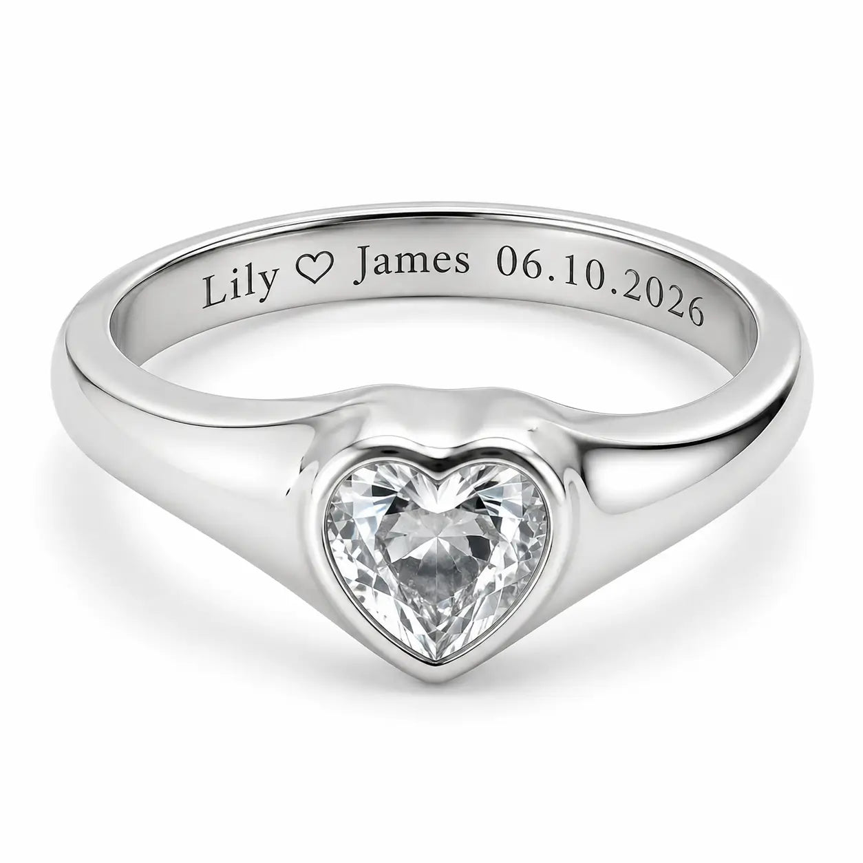 Gold Heart CZ Ring