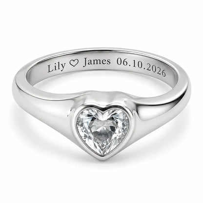 Gold Heart CZ Ring