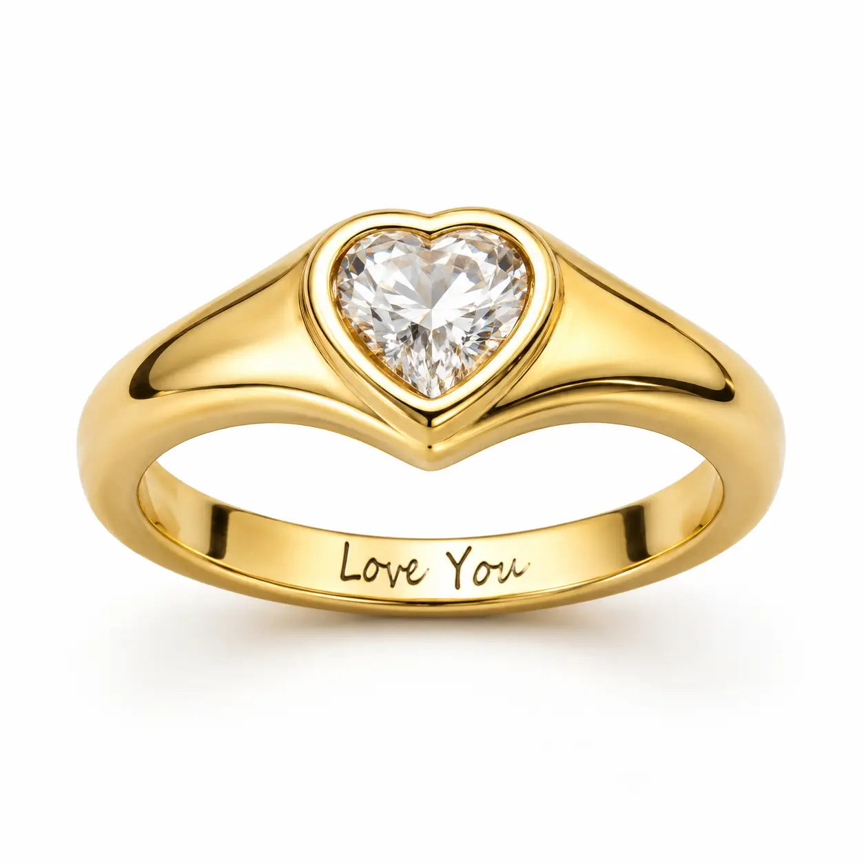Gold Heart CZ Ring