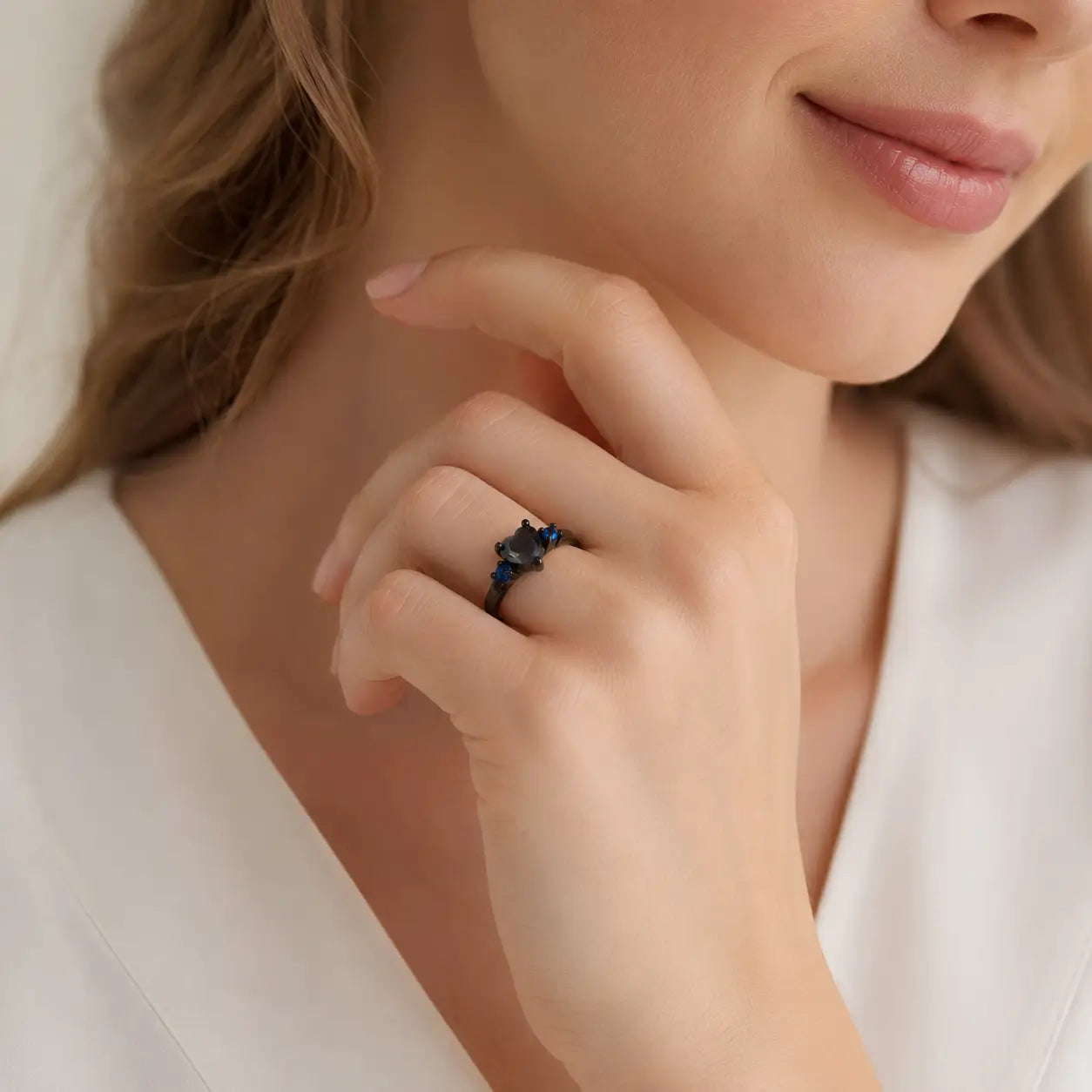 Personalized Black Heart CZ Ring