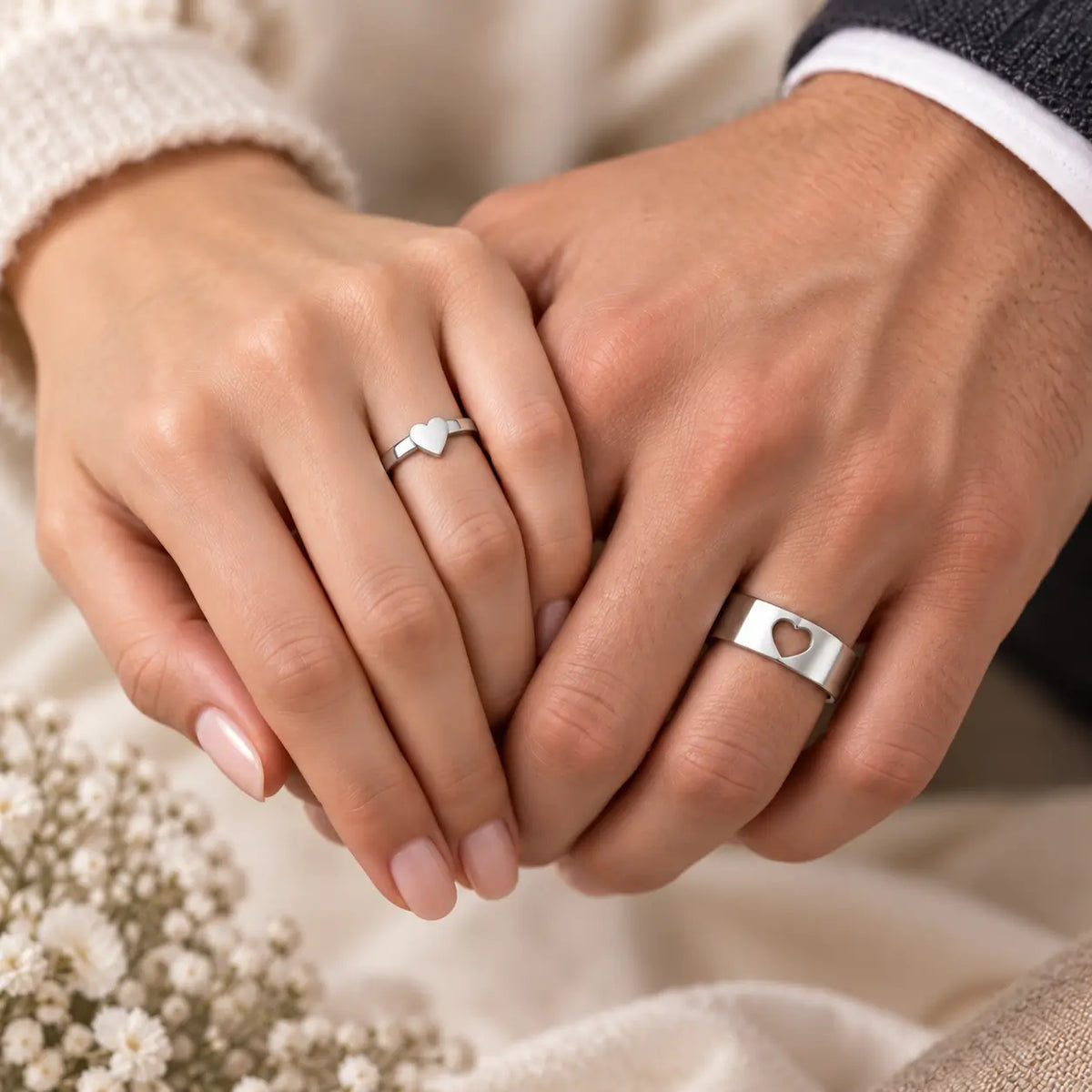Matching Heart Ring Set I LOVE YOU