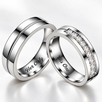 Her Only His One Couples Rings for Promise
