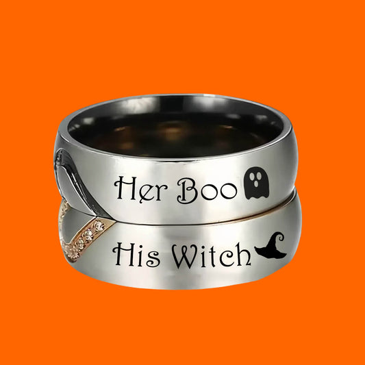 Her Boo His Witch Ring Set