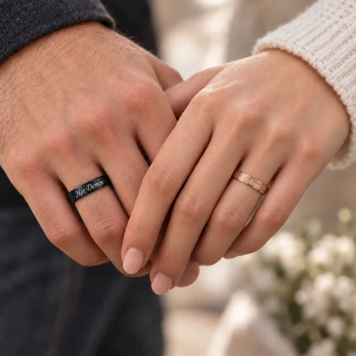 His Angel and Her Demon Promise Rings