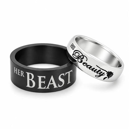 His Beauty Her Beast Promise Rings for Couples