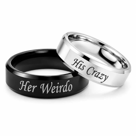 His Crazy Her Weirdo Ring Set
