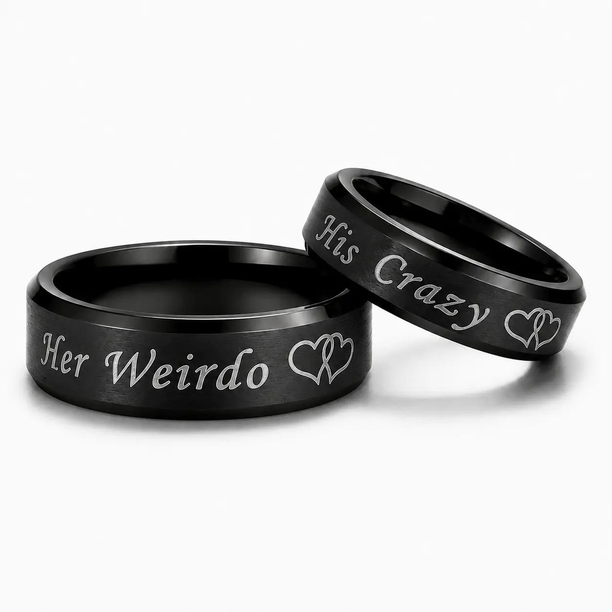His Crazy Her Weirdo Heart Rings for Couples