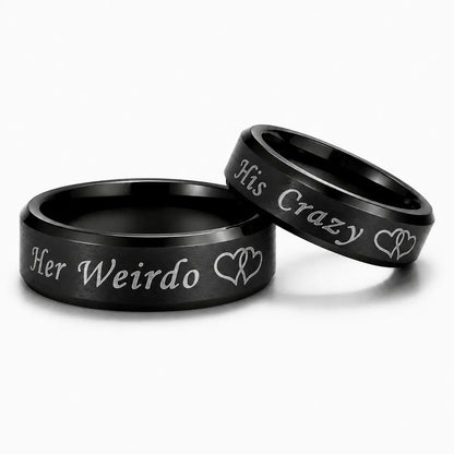 His Crazy Her Weirdo Heart Rings for Couples