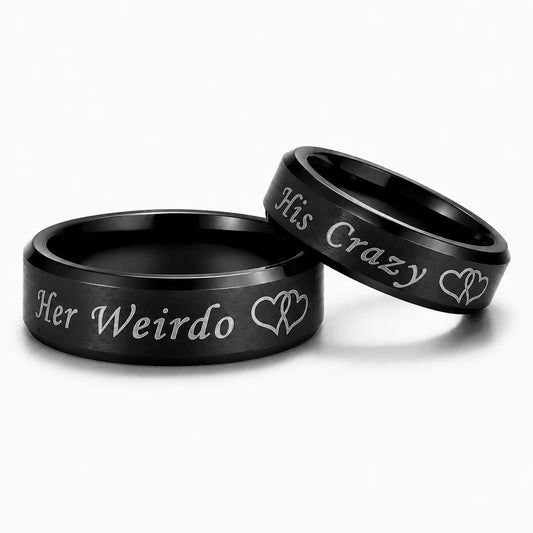 His Crazy Her Weirdo Heart Rings for Couples
