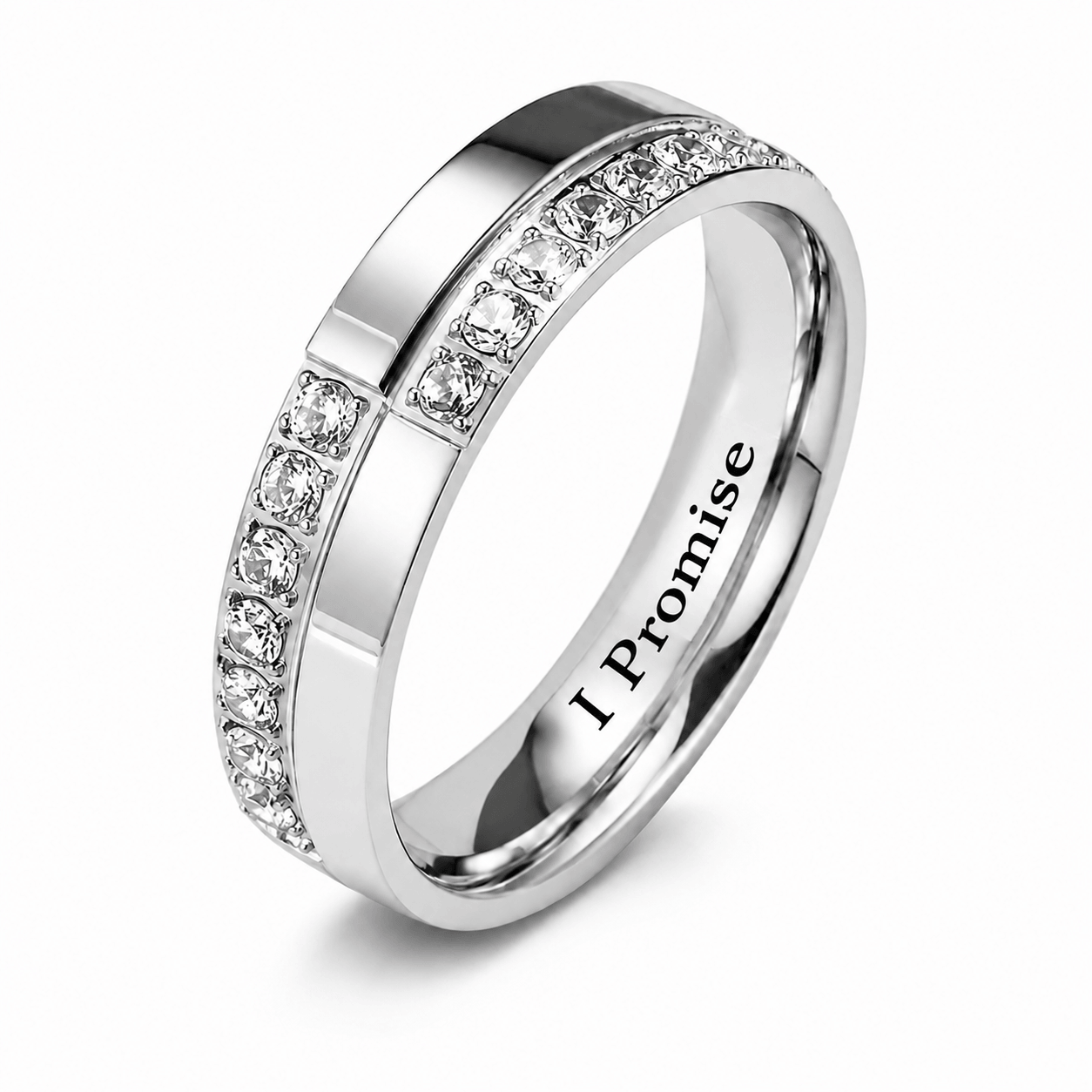 Custom Engraved Rhinestone Promise Ring for Women