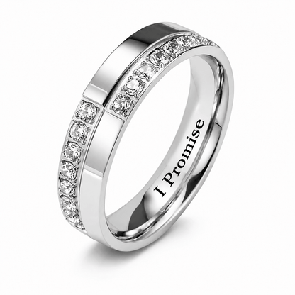 Custom Engraved Rhinestone Promise Ring for Women