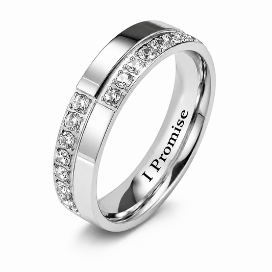Custom Engraved Rhinestone Promise Ring for Women