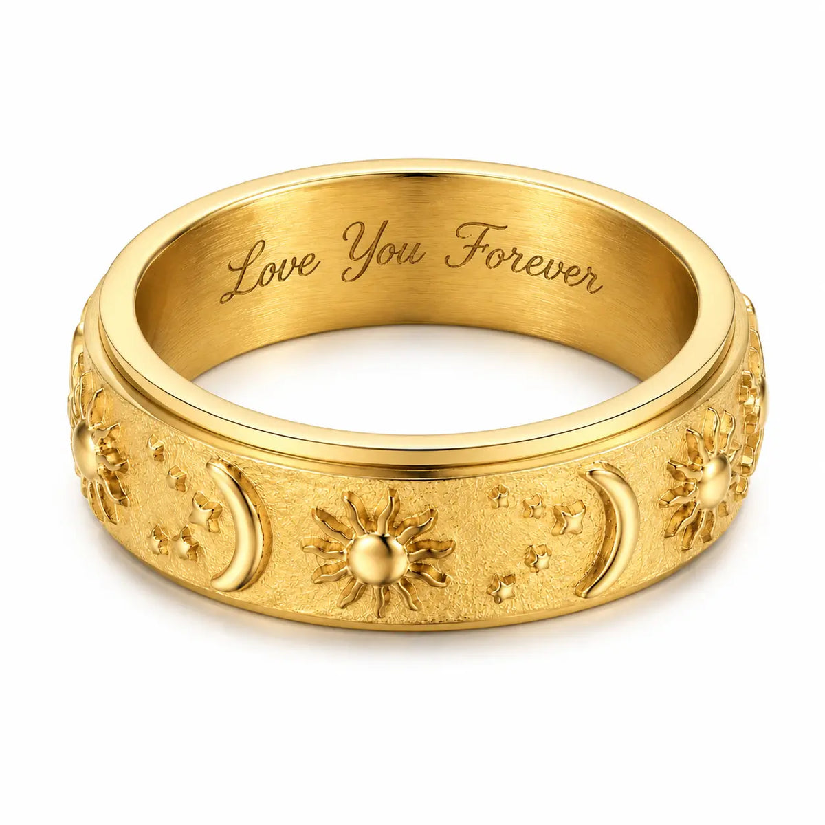 Sun and Moon Stars Couple Spinner Rings