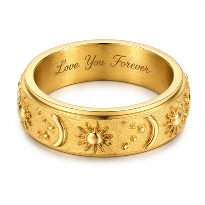Sun and Moon Stars Couple Spinner Rings
