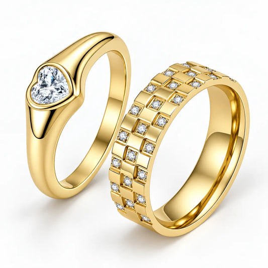 Heart Gold Couple Rings