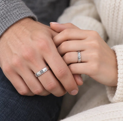 Lover Heartbeat Promise Rings for Couples Titanium Steel