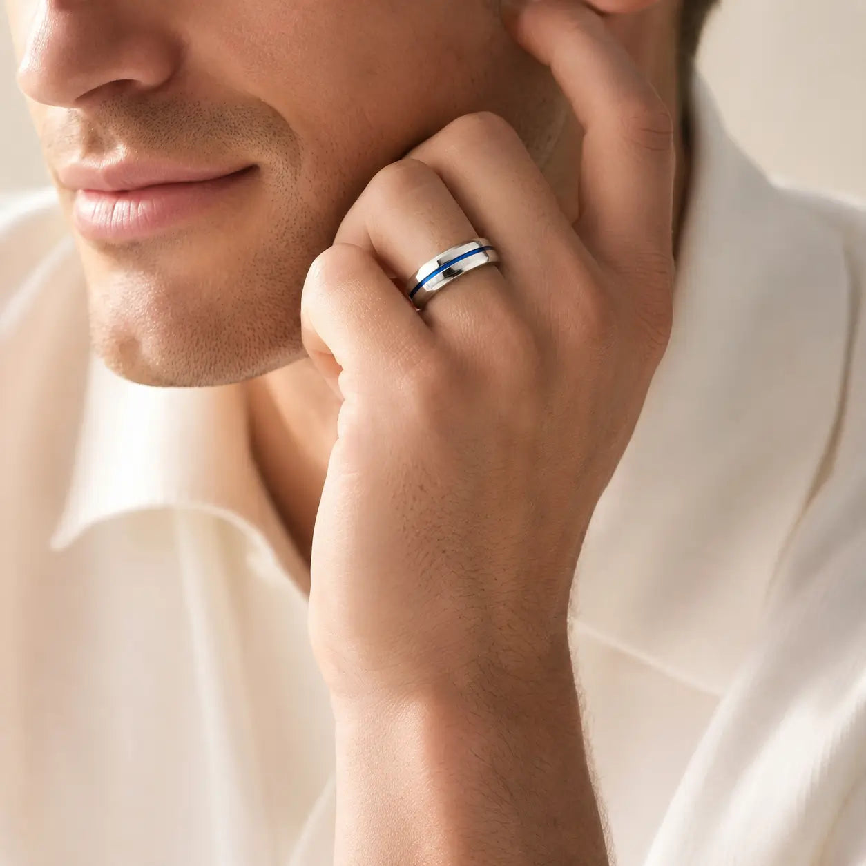 Mens Promise Rings Blue 8mm