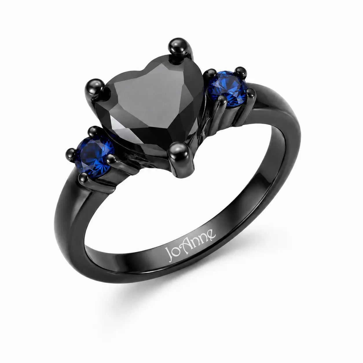 Personalized Black Heart CZ Ring