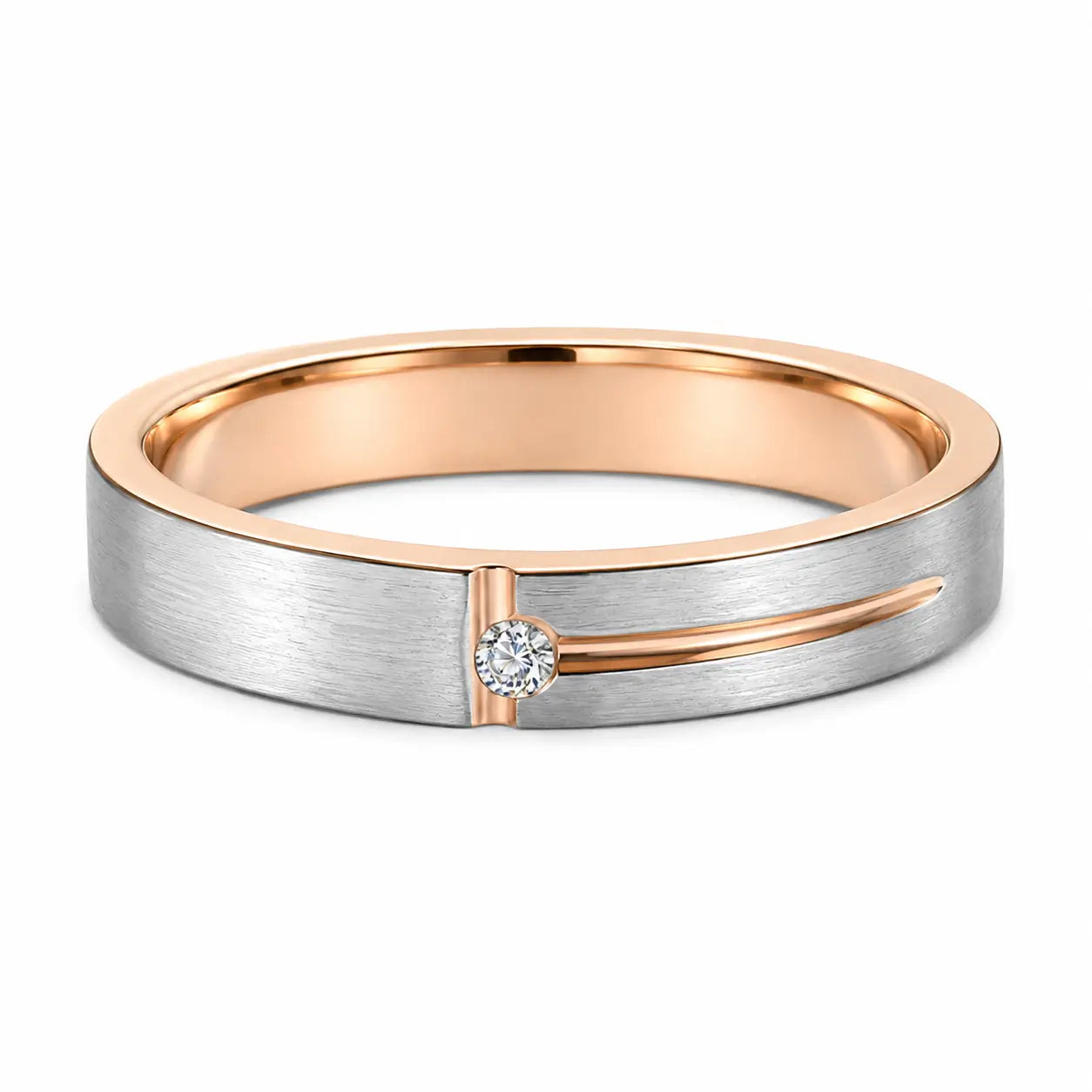 Grooved CZ Personalized Ring