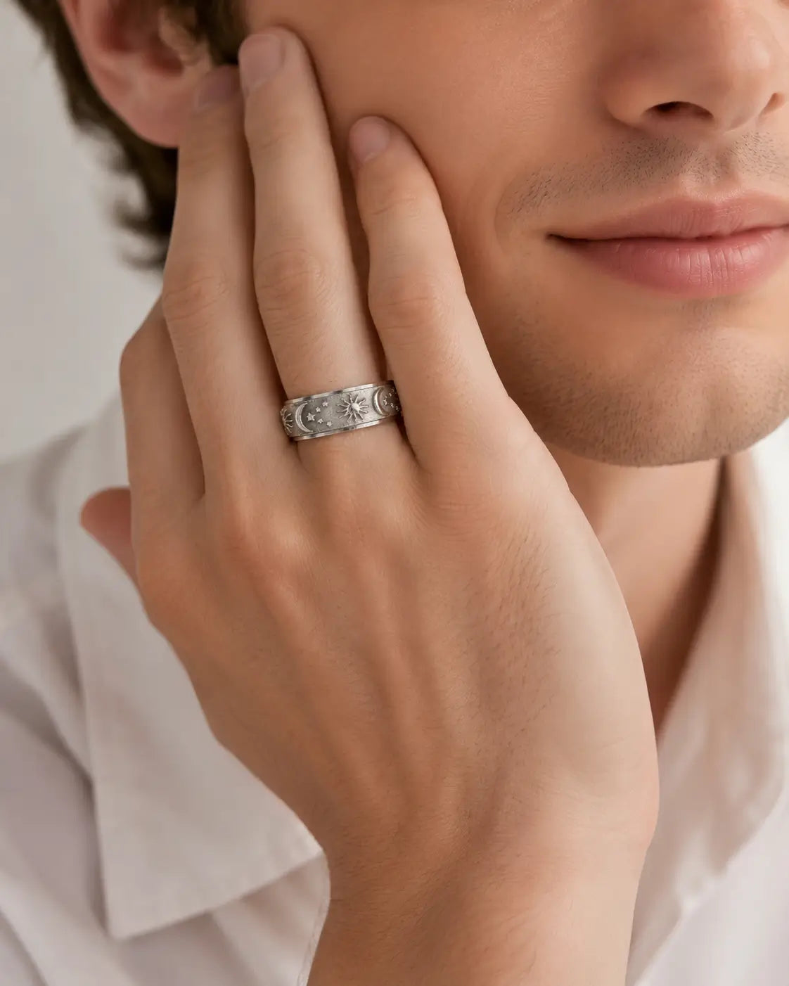 Sun and Moon Stars Couple Spinner Rings