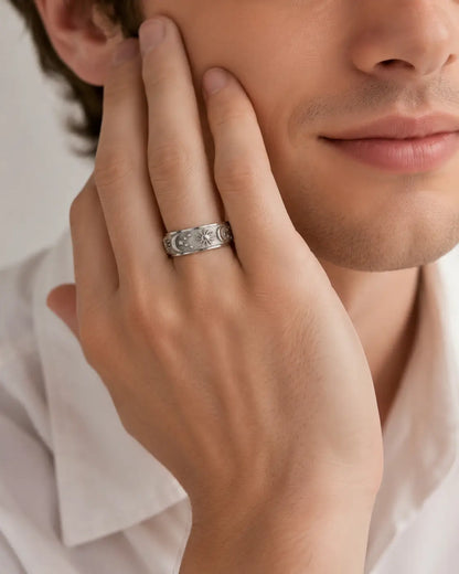 Sun and Moon Stars Couple Spinner Rings