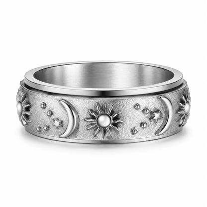 Sun and Moon Stars Couple Spinner Rings