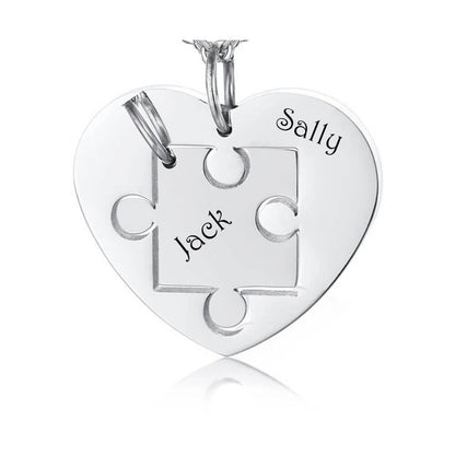 Puzzle Heart Couple Necklace Set